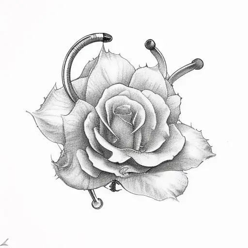 stethoscope nightingale flowers  tattoo design idea