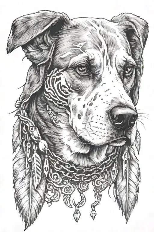 beagle shaman style tattoo design idea