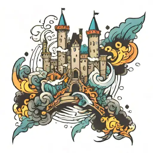 destroying castles in the sky tattoo design idea