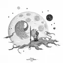 phrase Je t'aime jusqu'à la lune, et retour. tattoo design idea