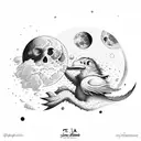 phrase Je t'aime jusqu'à la lune, et retour. tattoo design idea