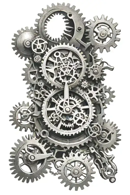 timepiece intricately designed mechanical gear tattoo design idea