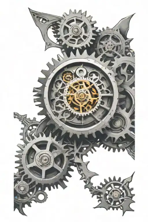 timepiece intricately designed mechanical gear intertwined tattoo design idea