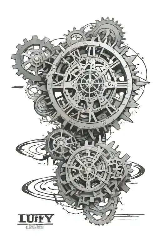 timepiece intricately designed mechanical gear 5 luffy tattoo design idea