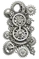 timepiece intricately designed mechanical gear tattoo design idea