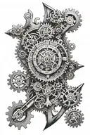 timepiece intricately designed mechanical gear tattoo design idea