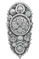 timepiece intricately designed mechanical gear tattoo design idea