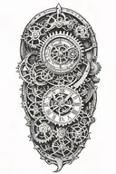 timepiece intricately designed mechanical gear tattoo design idea