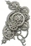 timepiece intricately designed mechanical gear intertwined tattoo design idea