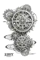 timepiece intricately designed mechanical gear 5 luffy tattoo design idea