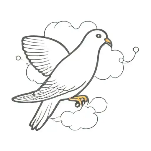 A peaceful dove carrying a cloud in its beak, representing peace and happiness tattoo design idea