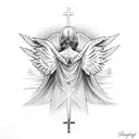 cross with angel wings tattoo design idea