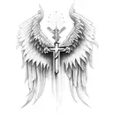 cross with angel wings tattoo design idea
