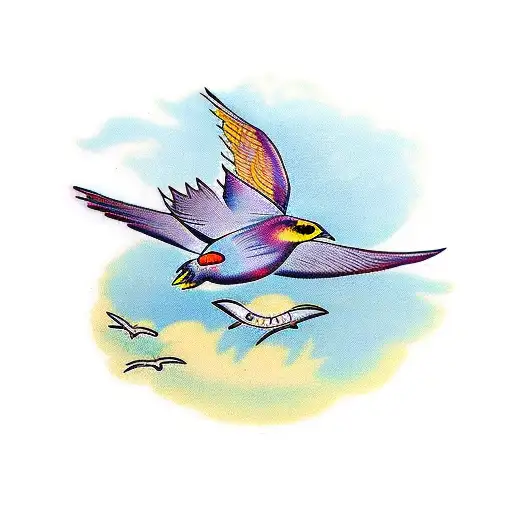 9 birds flying tattoo design idea