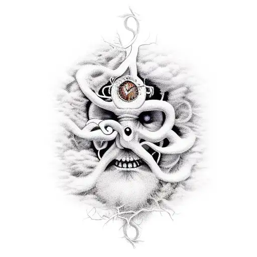 father time mother nature blend tattoo design idea