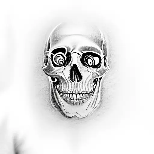 old man half face half skull tattoo design idea