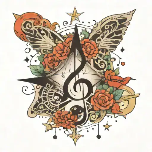 name, star, notes, jclet, harmonic series where the waveforms tattoo design idea