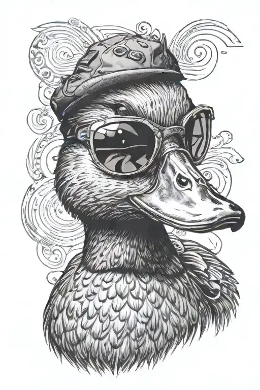 duck head with sunglasses  tattoo design idea