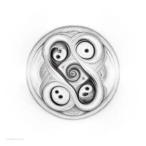 Yin and Yang with two baby fetuses inside the yin Yang representing babies in a womb tattoo design idea