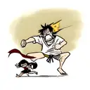 A dynamic and action-packed scene featuring Roanoa Zoro and Monkey D. Luffy engaged in a fierce battle tattoo design idea