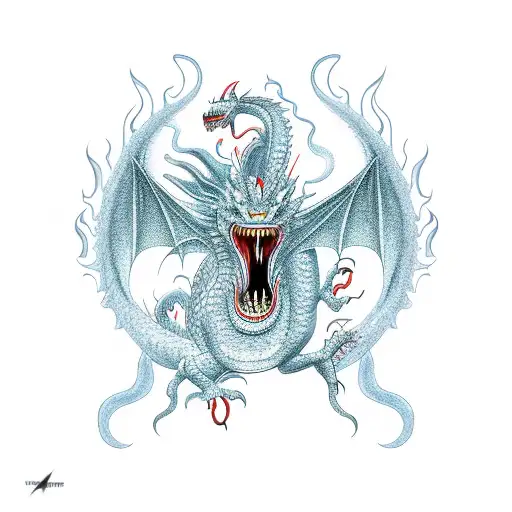 Dragon breathing fire  tattoo design idea
