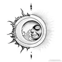 moon and sun  tattoo design idea