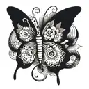 butterfly with snake eyes in the wings tattoo design idea