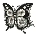 butterfly with snake eyes in the wings tattoo design idea
