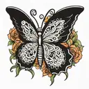 butterfly with snake eyes in the wings tattoo design idea
