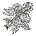 feather tomahawk axe tattoo design idea