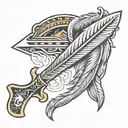 feather tomahawk axe tattoo design idea