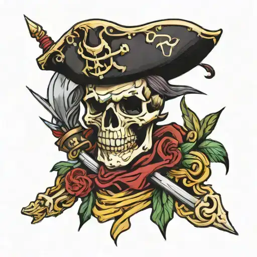 skeleton pirate tattoo design idea