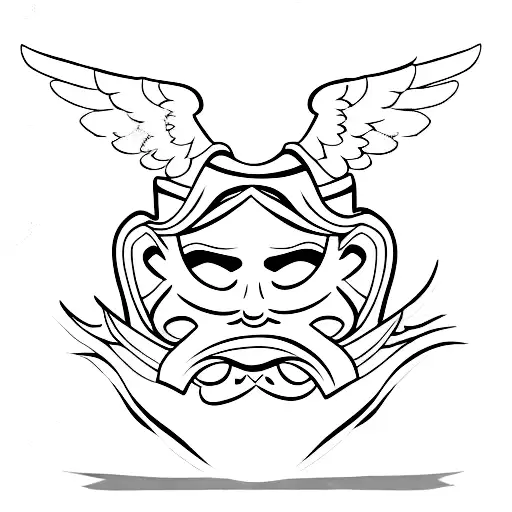 angel in mask with ak 47 tattoo design idea