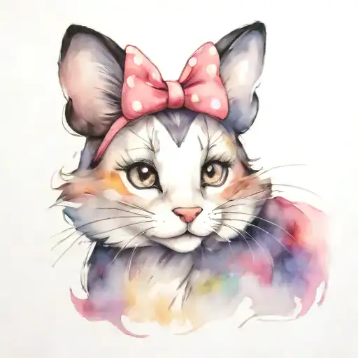 Minnie Mouse with cat ears tattoo design idea