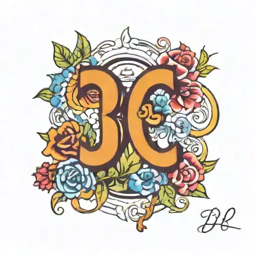 A number 3 representing my three family members are initials are DC CJ AND CJ tattoo design idea