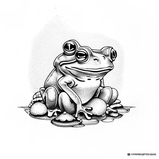 a frog sitting on a mushroom smoking tattoo design idea