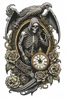grim reaper clock surrounded tattoo design idea
