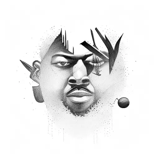 Man with a machete fighting a very tall black man  tattoo design idea