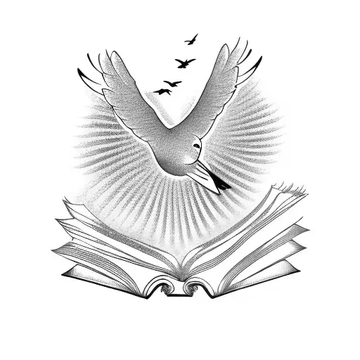 A flock of birds flying towards an open book, symbolizing your thirst for knowledge and the freedom that comes with learning tattoo design idea