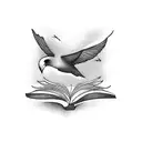 A flock of birds flying towards an open book, symbolizing your thirst for knowledge and the freedom that comes with learning tattoo design idea