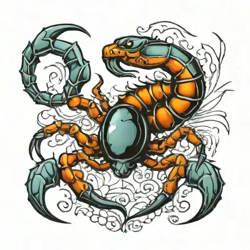 scorpion beautiful eyes and body building  tattoo design idea