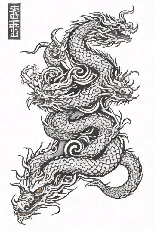 dragon and the word 'family' incorporated tattoo design idea