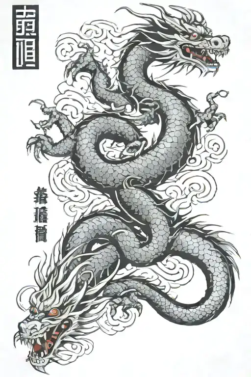 dragon and the word 'family' incorporated tattoo design idea