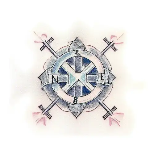 Christian Cross with the names Naomi and Patty tattoo design idea