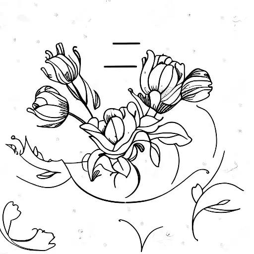 birthflower bouquet march, april and december tattoo design idea