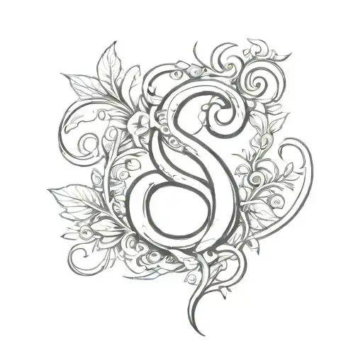 double ampersand symbol botanic style drawing tattoo design idea