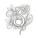 double ampersand symbol botanic style drawing tattoo design idea