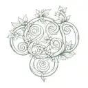 double ampersand symbol botanic style drawing tattoo design idea