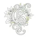 double ampersand symbol botanic style drawing tattoo design idea