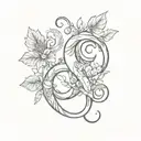 double ampersand symbol botanic style drawing tattoo design idea